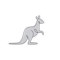 disegno a linea continua di adorabile canguro in piedi per l'identità del logo dello zoo nazionale. concetto di mascotte animale australiano per l'icona della campagna turistica di viaggio. illustrazione vettoriale di disegno di una linea di disegno