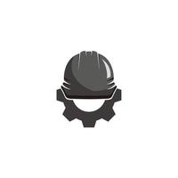 sicurezza casco con Ingranaggio costruzione logo design icona vettore