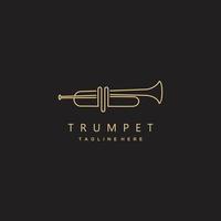 musicale strumento tromba minimalista oro logo design icona vettore