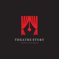 penna e Teatro palcoscenico logo design icona vettore