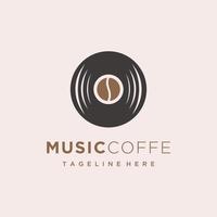 vinile e caffè stato musica logo design modello vettore