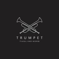 musicale strumento tromba minimalista linea arte logo design icona vettore