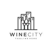vino città minimalista logo design vettore
