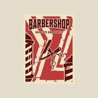 rasoio e forbice barbiere negozio Vintage ▾ vettore manifesto illustrazione modello grafico design. barbiere bandiera per attività commerciale con retrò stile minimalista