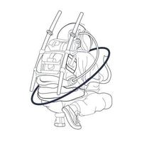 illustrazione disegnata a mano di vettore di astronauta squat