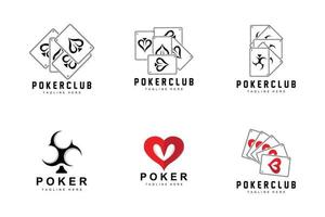 poker casinò carta logo, diamante carta icona, cuori, picche, asso. gioco d'azzardo gioco poker club design vettore