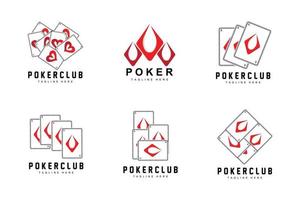 poker casinò carta logo, diamante carta icona, cuori, picche, asso. gioco d'azzardo gioco poker club design vettore