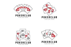 poker casinò carta logo, diamante carta icona, cuori, picche, asso. gioco d'azzardo gioco poker club design vettore