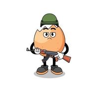 cartone animato di Cracked uovo soldato vettore