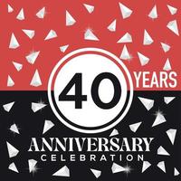 festeggiare 40 ° anni anniversario logo design con rosso e nero sfondo