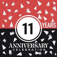 festeggiare 11 ° anni anniversario logo design con rosso e nero sfondo vettore