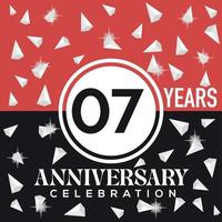 festeggiare 07 anni anniversario logo design con rosso e nero sfondo vettore