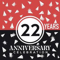 festeggiare 22 anni anniversario logo design con rosso e nero sfondo vettore