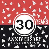 festeggiare 30 anni anniversario logo design con rosso e nero sfondo vettore