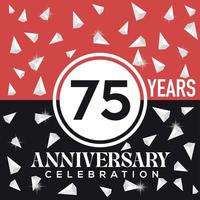 festeggiare 75 anni anniversario logo design con rosso e nero sfondo vettore