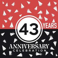 festeggiare 43 ° anni anniversario logo design con rosso e nero sfondo vettore