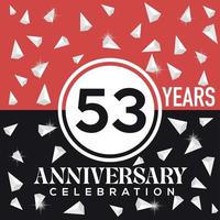 festeggiare 53 ° anni anniversario logo design con rosso e nero sfondo