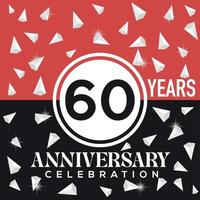 festeggiare 60 anni anniversario logo design con rosso e nero sfondo vettore