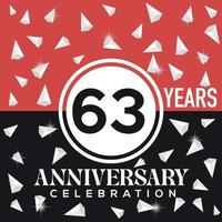 festeggiare 63 anni anniversario logo design con rosso e nero sfondo vettore