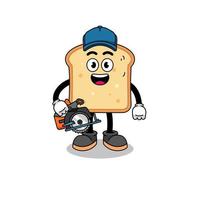 cartone animato illustrazione di pane come un' falegname vettore
