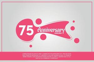 75 anno anniversario celebrazione logo con rosa colore design con rosa colore bolle su grigio sfondo vettore astratto illustrazione