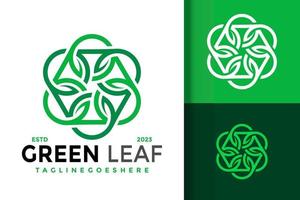 vettore natura verde foglia cubo esagonale le foglie geometrico logo
