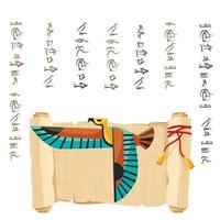 antico Egitto papiro scorrere decorato rosso cordone vettore