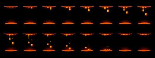 caduta liquido lava gocce animazione folletto foglio vettore