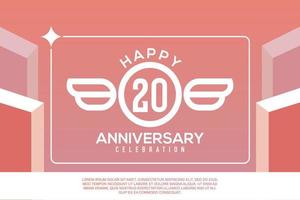 20 anno anniversario design lettera con ala cartello concetto modello design su rosa sfondo vettore