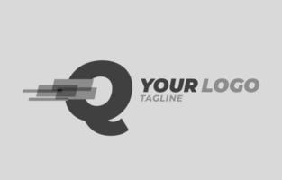 lettera q iniziale monocromatico pixel digitale vettore logo design