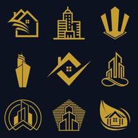 disegno dell'icona di vettore di logo immobiliare per affari e set di società
