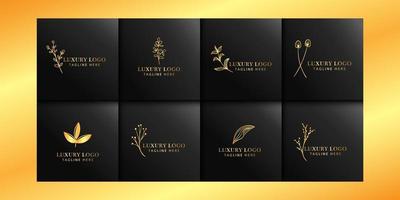 collezioni di logo floreale di lusso con oro e nero vettore