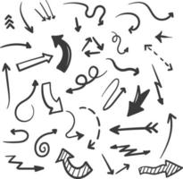 collezione di doodle di frecce disegnate a mano vettore