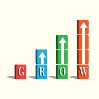 3d crescita attività commerciale grafico passaggi grafico, freccia icona cartello o simbolo vettore