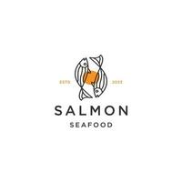 salmone monoline vettore linea logo design per mare cibo bar ristorante