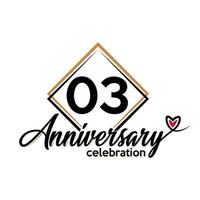 03 anni anniversario celebrazione vettore modello design illustrazione