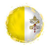 il giro grunge bandiera di Vaticano città con spruzzi nel bandiera colore. vettore