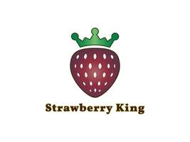fragola re frutta - cibo logo design vettore illustrazione.