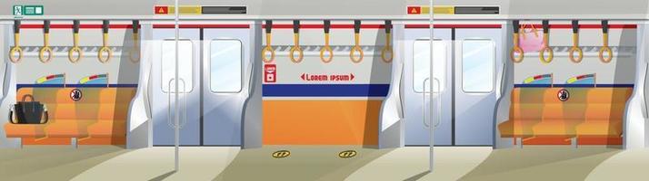 trasporto pubblico interno del treno della metropolitana, illustrazione di vettore di stile di vita sotterraneo