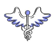 serpente caduceo medico farmaceutico ospedale simbolo vettore illustrazione di medico attrezzatura, disegnato a mano