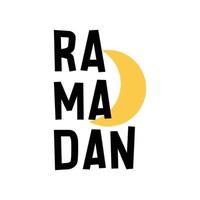 Ramadan scarabocchio ispirazione testo. Ramadan saluto carta con Luna. Perfetto invito carta e regalo. vettore