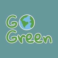 partire verde lettering con terra globo. vettore illustrazione per il tuo design