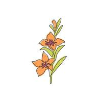 un disegno a tratteggio di orchidea fresca di bellezza per poster d'arte della decorazione della parete di casa. stampabile decorativo fiore orchidaceae concetto. illustrazione vettoriale grafica di disegno di disegno di linea continua moderna