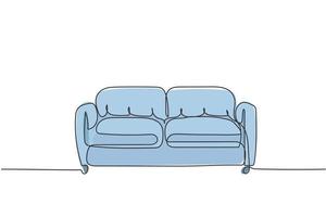 un disegno a linea continua di elettrodomestici di lusso per divani in pelle. comodo divano per il concetto di modello domestico di mobili da soggiorno. illustrazione grafica vettoriale di design a linea singola alla moda