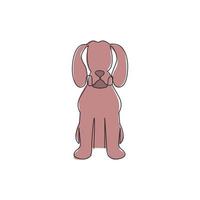un disegno a tratteggio continuo dell'icona di un semplice cucciolo di cane beagle carino. concetto di vettore di mammiferi logo animale emblema. illustrazione grafica di design a linea singola alla moda