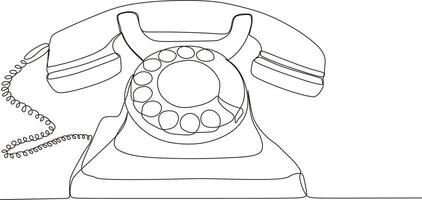 casa Telefono continuo linea disegno. uno linea arte di casa elettrodomestici, telefono comunicazione, Vintage ▾ casa telefono, retrò stile, telefono ricevitore. vettore illustrazione