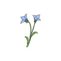 una singola linea di disegno di bellezza fresca pianta bulbosa perenne per la stampa di poster di arte della parete della decorazione della casa. concetto di fiore campanula decorativo stampabile. illustrazione vettoriale di disegno di disegno di linea continua moderna