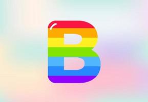 B lettera arcobaleno modelli disegno, astratto arcobaleno lettera per bambini, amore, famiglia e scholl concetto vettore illustrazione design