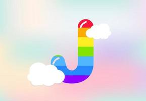 j lettera arcobaleno modelli disegno, astratto arcobaleno lettera per bambini, amore, famiglia e scholl concetto vettore illustrazione design