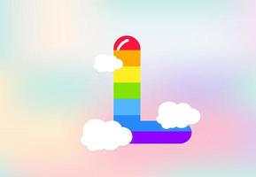 l lettera arcobaleno modelli disegno, astratto arcobaleno lettera per bambini, amore, famiglia e scholl concetto vettore illustrazione design
